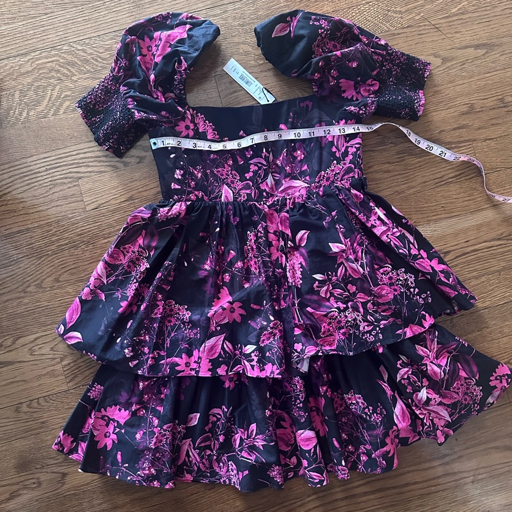 NWT Alice + Olivia Emmalou Tiered Puff Sleeve Mini Dress - Picture 11 of 13